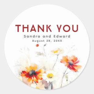 Sticker Rond Élégant Merci Fleur sauvage