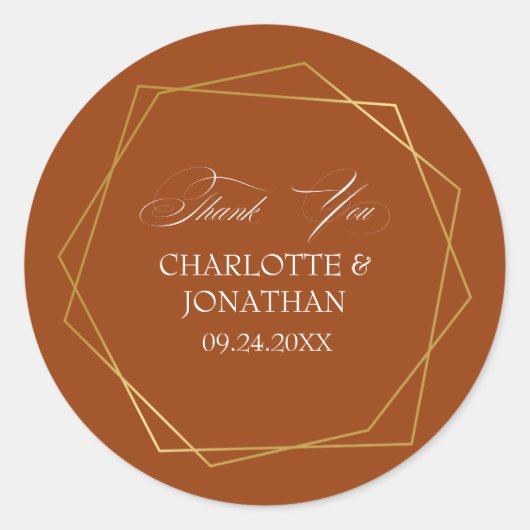 Sticker Rond Elégant Merci géométrique Or mariage Faveur (Devant)