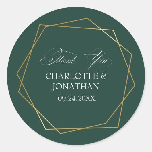 Sticker Rond Elégant Merci géométrique Or mariage Faveur (Devant)