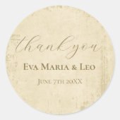 Sticker Rond Élégant Merci Mariage Hors Blanc (Devant)