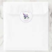Sticker Rond Élégant Merci Mariage Lilac Flower (Sac)
