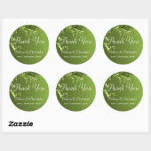 Sticker Rond Élégant Merci Mariage vert Chartreuse (Feuille)