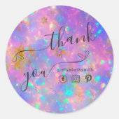 Sticker Rond Élégant Merci Opal Opal Fire Or Moderne (Devant)