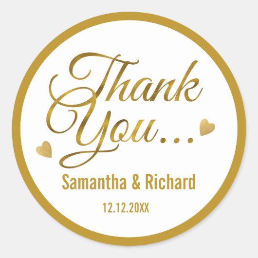Sticker Rond Elégant Merci Or mariage Faveur (Devant)