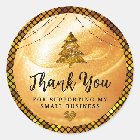 Sticker Rond Élégant Merci Or | Parties scintillant et Pearl (Devant)