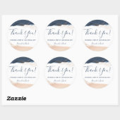 Sticker Rond Élégant Merci rose bleu clair moderne (Feuille)