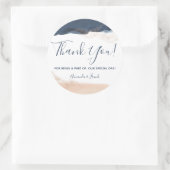 Sticker Rond Élégant Merci rose bleu clair moderne (Sac)