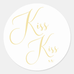 Sticker Rond Élégant minimal Gold Script Police Kiss Kiss Sing