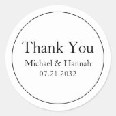 Sticker Rond Élégant minimal Merci Mariage blanc classique (Devant)