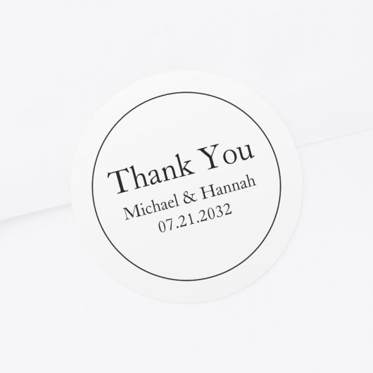 Sticker Rond Élégant minimal Merci Mariage blanc classique