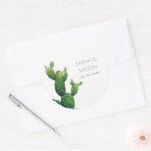 Sticker Rond Élégant minimal Poted Cactus Green Foliage (Enveloppe)
