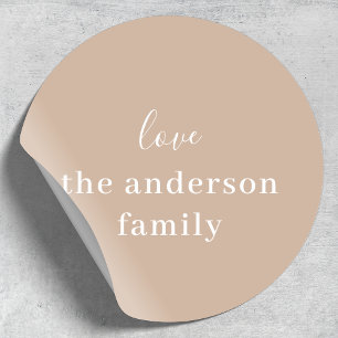 Sticker Rond Elégant minimal Taupe Clay Moderne Avec Amour