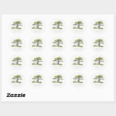 Sticker Rond Elégant minimal vert aquarelle Mariage chêne arbre (Feuille)