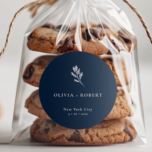 Sticker Rond Elegant Minimalist Botanical Wedding