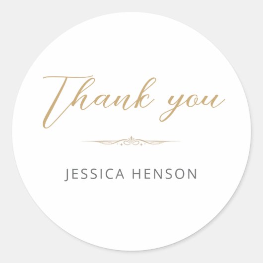 Sticker Rond Elegant Minimalist Gold Script Birthday Thank you (Devant)