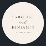 Sticker Rond Élégant minimaliste crème ivoire Mariage de callig<br><div class="desc">Élégant minimaliste Ivoire Personnalisé Calligraphie Mariage Classic Round Sticker</div>