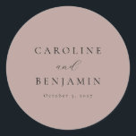 Sticker Rond Élégant minimaliste Dusty Mauve Mariage de calligr<br><div class="desc">Élégant minimaliste Dusty Mauve Calligraphie Mariage Classic Round Sticker</div>