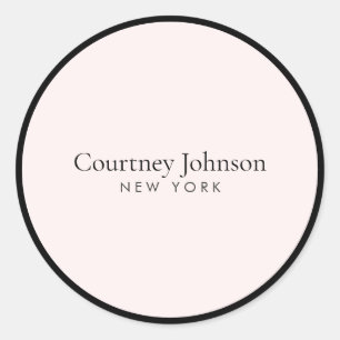 Sticker Rond Élégant Minimaliste Luxe Boutique Noir/Rose