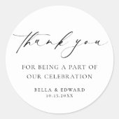 Sticker Rond Élégant minimaliste Mariage de Merci (Devant)