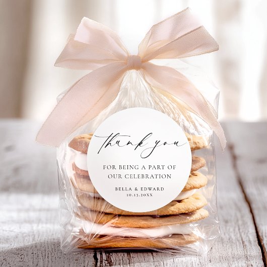 Sticker Rond Élégant minimaliste Mariage de Merci