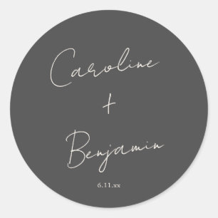 Sticker Rond Élégant Minimaliste Mariage Personnalisé Écriture