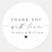 Sticker Rond Élégant minimaliste Merci avec Mariage d'amour (Devant)