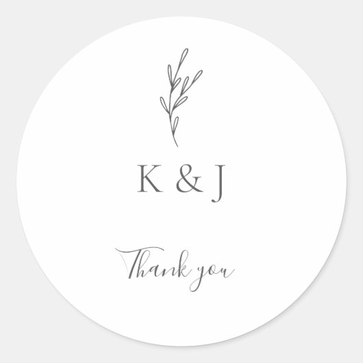 Sticker Rond Élégant minimaliste Merci Mariage Monogram Chic (Devant)