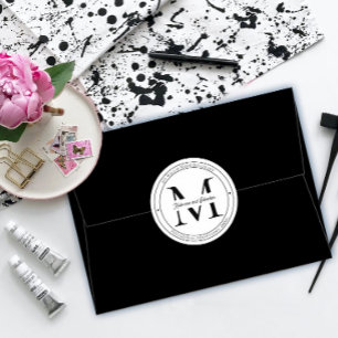 Sticker Rond Élégant minimaliste Monogramme Adresse de retour S