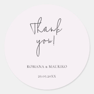 Sticker Rond Élégant Minimaliste Noir Et Lilas