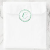 Sticker Rond Élégant Mint Argent Foil Stripe Monogramme Adresse (Sac)