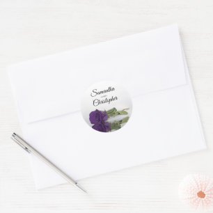 Sticker Rond Élégant Mirored Royal Purple Rose Mariage