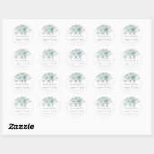 Sticker Rond Elégant Mist Turquoise Blue Floral (Feuille)