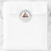 Sticker Rond Élégant Mocha Cupcake Texte courbe (Sac)