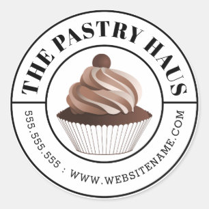 Sticker Rond Élégant Mocha Cupcake Texte courbe