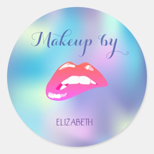 Sticker Rond Élégant Moder Girly Lips Holographique (Devant)
