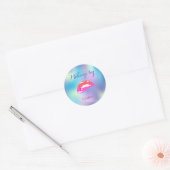 Sticker Rond Élégant Moder Girly Lips Holographique (Enveloppe)