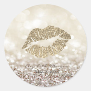 Sticker Rond Elégant Moder Glittery Bokeh, Lèvres