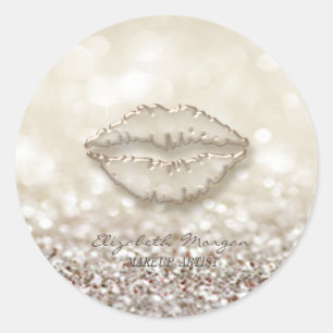 Sticker Rond Elégant Moder Glittery Bokeh, Lèvres