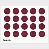 Sticker Rond Elegant & modern Burgundy Thank you Wedding (Feuille)