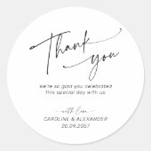 Sticker Rond Elegant, modern typography wedding thank you  (Devant)