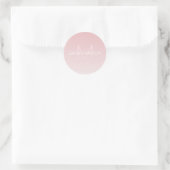 Sticker Rond Elégant moderne Blush Pink Ombre Nom et monogramme (Sac)