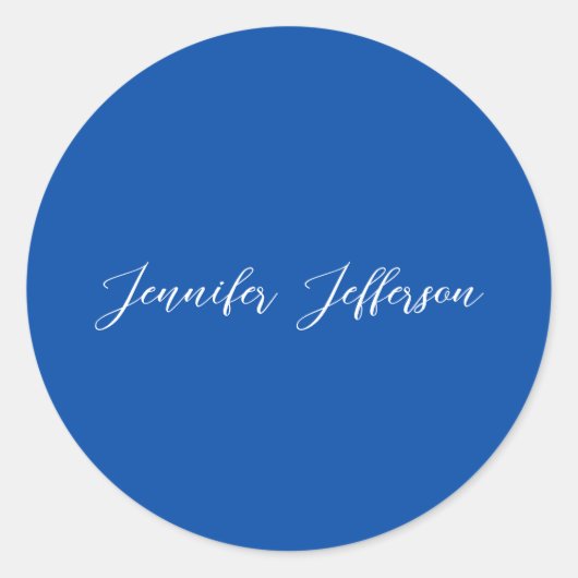 Sticker Rond Élégant Moderne Calligraphie Nom Professionnel Ble (Devant)