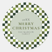 Sticker Rond Élégant moderne chèque vert Noël (Devant)