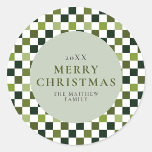 Sticker Rond Élégant moderne chèque vert Noël