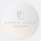 Sticker Rond Élégant moderne deux Monogramme initial Profession (Devant)