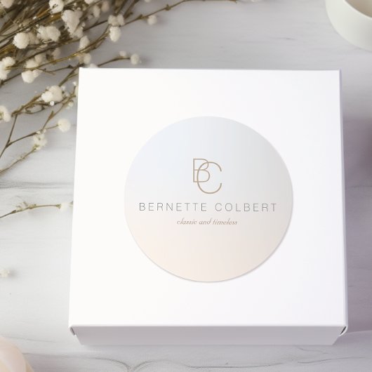 Sticker Rond Élégant moderne deux Monogramme initial Profession