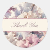 Sticker Rond Élégant Moderne Faveur de Remerciement Fleurie Ros (Devant)