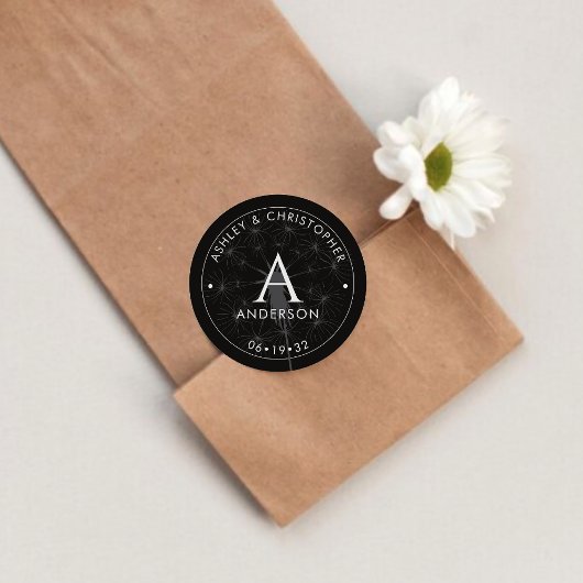 Sticker Rond Élégant moderne fumée Mariage noir