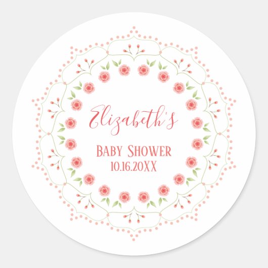 Sticker Rond Élégant Moderne Simple Chic Mandala Rose Pâle (Devant)