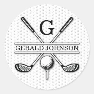 Sticker Rond Élégant Monogr Golf...